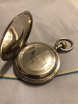 Stříbrné třipláštové kapesní hodinky jdoucí - 7