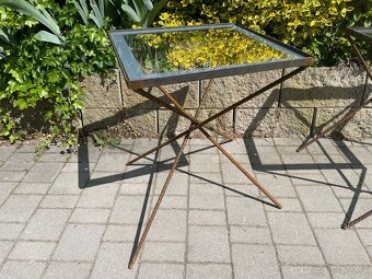 Designový stolek z betonářské tyče “ROXOR” bezp. kalené sklo - 7