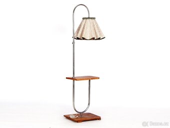Podlahová starožitná lampa, chrom, ořech, 1930. - 7