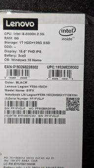 Lenovo LEGION Y530 15.6" i5 8GB/1TB NVIDIA GTX 1050Ti W11 - 7
