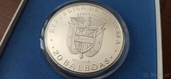 Panama 20 Balboas 1974 Proof v etui. - 7