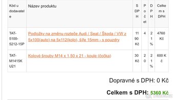 podložky na změnu rozteče 5x100 / 5x112 15 mm - 7