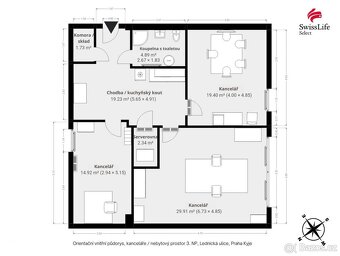 Pronájem kanceláře 92 m2 Lednická, Praha - 7
