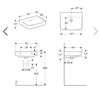 Umyvadlo Geberit Selnova Square 55cm vč sifonu a výpusti - 7