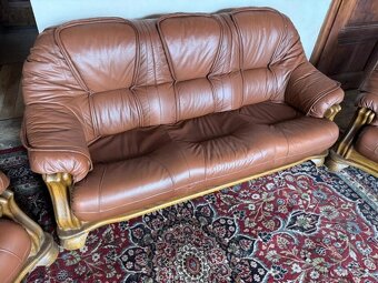 Dubová rustikální kožená souprava 3+1+1, 3791 - 7