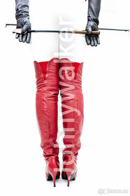 Vysoké kožené kozačky nad kolena pravá kůže EU 38 Pleaser - 7