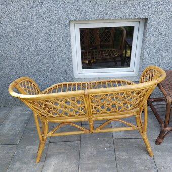 Ratanova lavice BAHAMA světle hnědá + tmavý stolek - 7