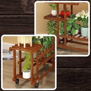 Veliký víceúrovňový pojízdný stojan na květiny - 7