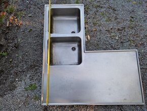 nerezový trojdřez, police na gastro nádoby, dvojdřez - 7