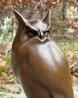 Bronzová socha soška Sova Kalous ušatý symbol moudrosti - 7