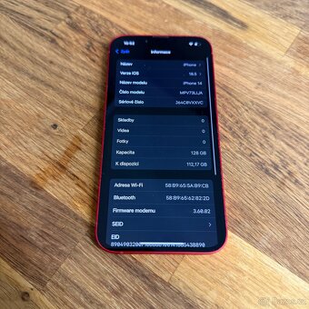 iPhone 14 128GB červený, pěkný stav, 12 měsíců záruka - 7
