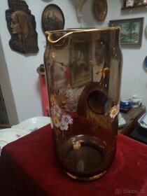 Starožitný pivní džbán hnědé sklo - 7