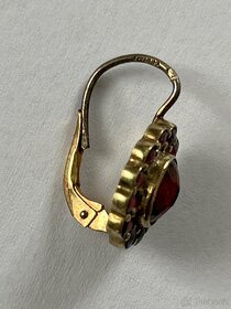 Český granát, šperky, zlato 585/1000, Brož, Náušnice - 7