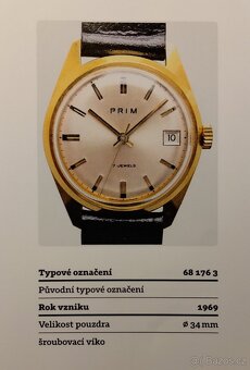 Prodám náramkové hodinky PRIM 1969 zlacené 18 karátů - 7