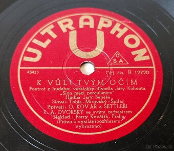 4 šelakové gramofonové desky ULTRAPHON, R. A. Dvorský - 7
