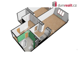 Světlý byt 2+1 s balkonem, 62 m2 + 2,9 m2 balkon, 1.patro, O - 7