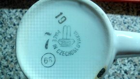 Vintage: keramické misky, hrnky, láz. pohárek, čaj. konvice - 7