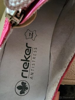 Rieker růžové kožené dámské tenisky, zip, tkaničky, 41 - 7