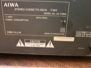 Tape deck Aiwa F-360, plně funkční, nové řemínky - 7