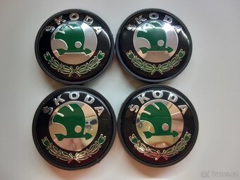 Středové krytky Škoda, 56x52mm, zelené logo - 7