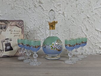 Luxusní  ručně zdobená skleněná likérová sada Bohemia Crysta - 7