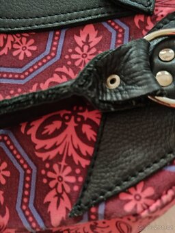 Ručně šitá kabelka kůže textil - 7