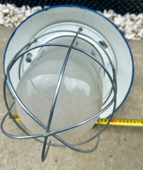 Stará INDUSTRY lampa litina smalt modrá - 7