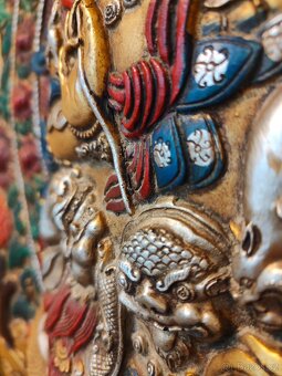 Tibetské drevo bronzová maľba - Thanka - 7