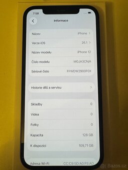 iPhone 12 černý (black) 128GB TOP STAV - 7