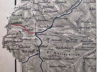 Rakousko-Uhersko r.1891 turist. mapa Vídeň ský les Baden Lax - 7