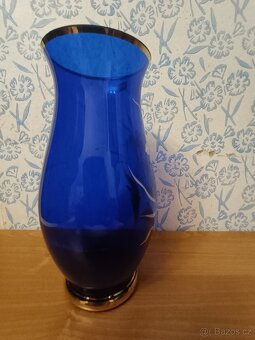 Modrá váza s kytkami bohemia krystal - 7