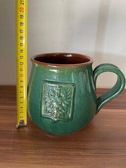 Zelený keramický džbán s uchem - 7