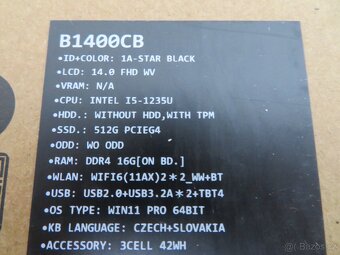 Nový notebook Asus ExpertBook B1 (B1400CBA-EB3207XA) - 7