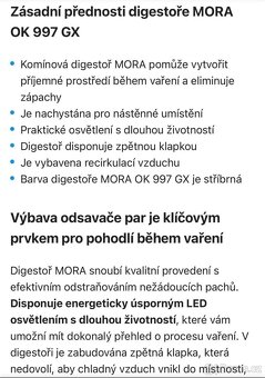Zánovní digestoř MORA OK 997 GX - 7