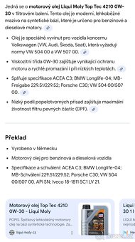 LIQUI MOLY originální oleje TopTec 4210 0w30 C3 LL-04 - 7