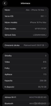 iPhone 16 Pro Max 256 GB – TOP stav, 100% baterie 69 cyklů - 7