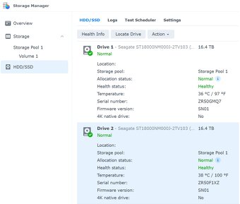Synology DS216j 32TB 2x Seagate EXOS X18 18TB ZÁRUKA 09/26 - 7