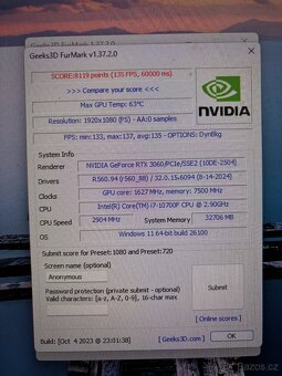 Herní PC i7 10700F, RTX 3060 12G, 32GB RAM - 7