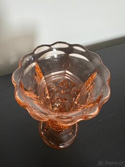 Váza Art deco - růžové sklo - 7