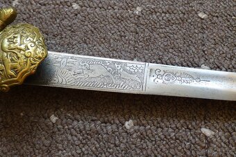 Lovecký tesák - Asi 18. století - Rytá čepel - 7