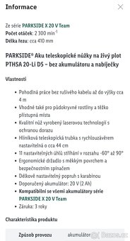 Aku nůžky na živý plot parkside s baterií a nabíječkou - 7