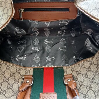 Cestovní omyvatelná taška Gucci béžová s hnědým popruhem - 7