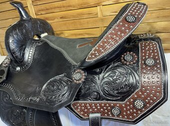 Westernové sedlo 23) černé Floral hnědý krokodý - 7