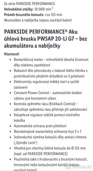 Aku úhlová bruska PWSAP 20-Li G7 PARKSIDE PERFORMANCE - 7