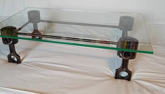 KONFERENČNÍ STOLEK PATINOVANÝ KOV - TVRZENÉ SKLO - 7