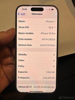 Prodám iPhone 15 PRO 256 GB - top stav - 7