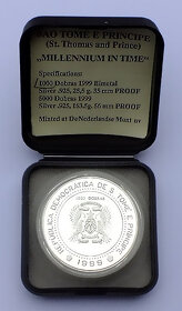 Miléniová stříbrná zlacená mince s časovým strojkem 1999 - 7