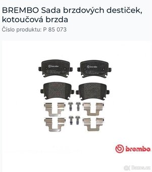 Sada brzdových destiček BREMBO P 85 073 kotoučová brzda - 7