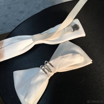 secesní cylindr starý skládací hedvábný klobouk rukavice - 7