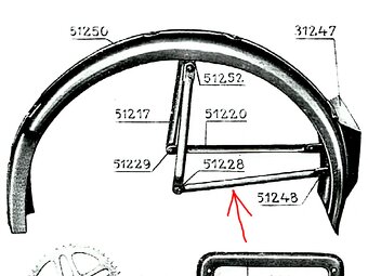 Čz 175, Čz 250 - dolní vzpěra zadního blatníku - 7